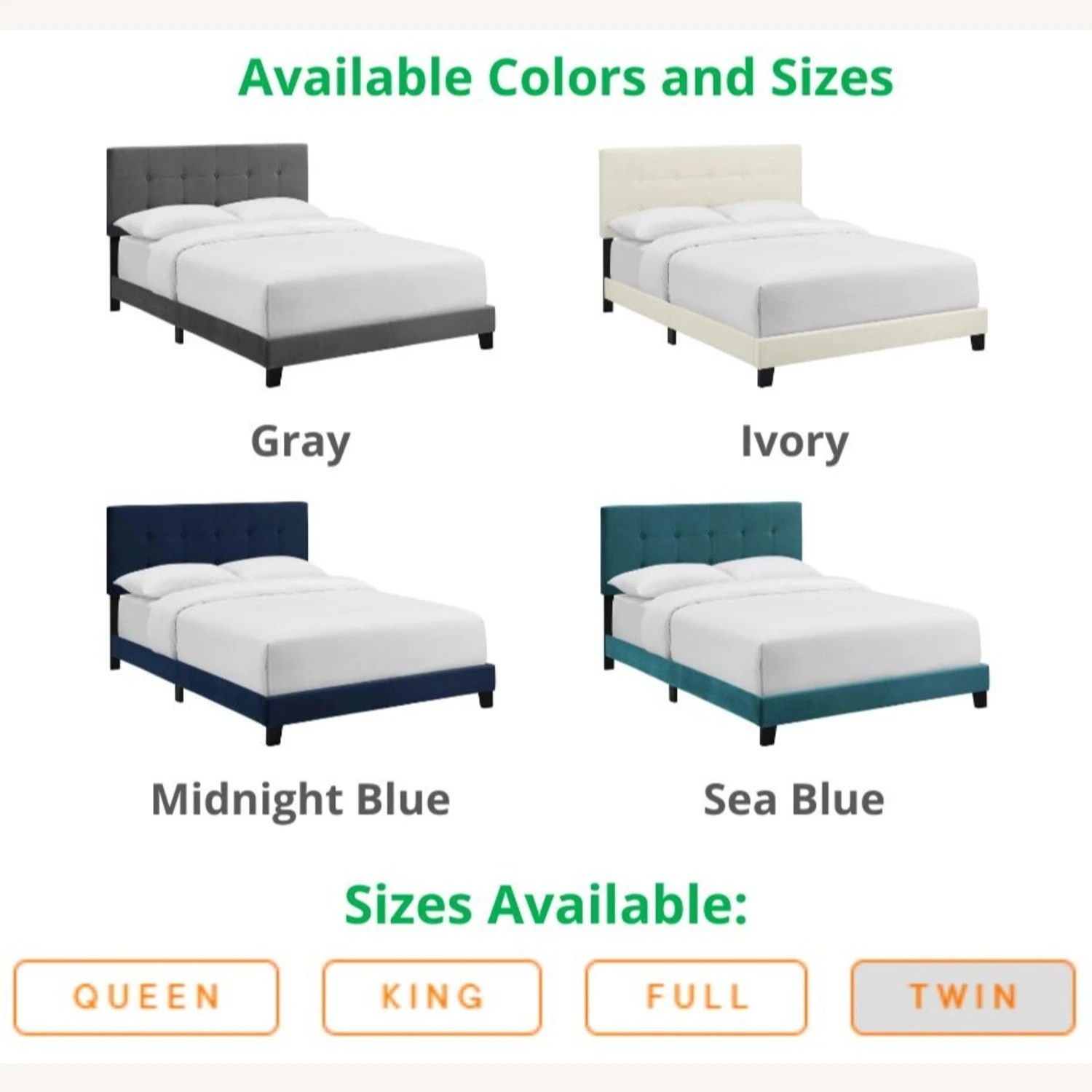 Other Twin Bed In Midnight Blue W/ Tufted Headboard - Image 7