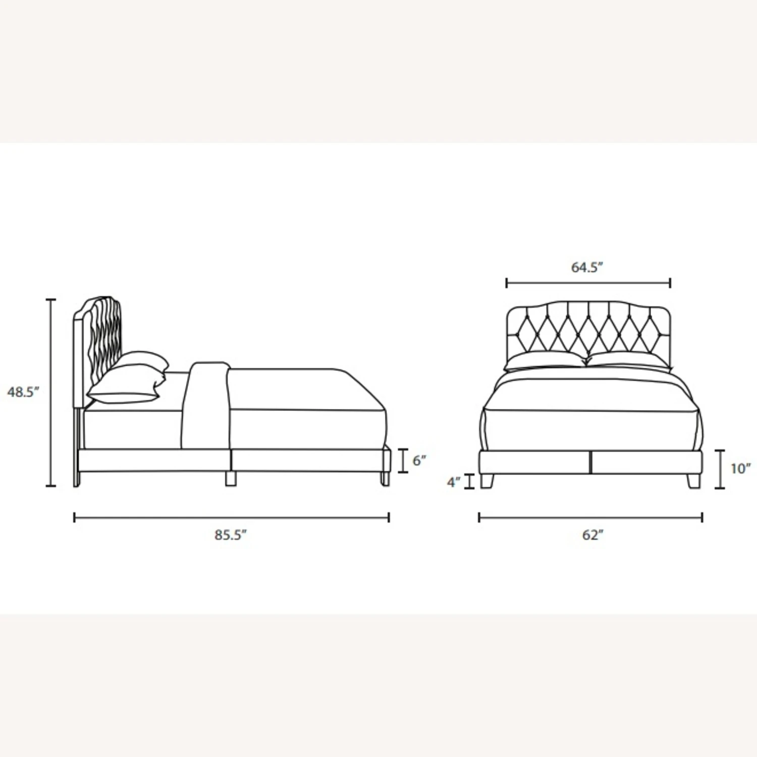 Other Queen Bed Upholstered In White Polyester Fabric - Image 8