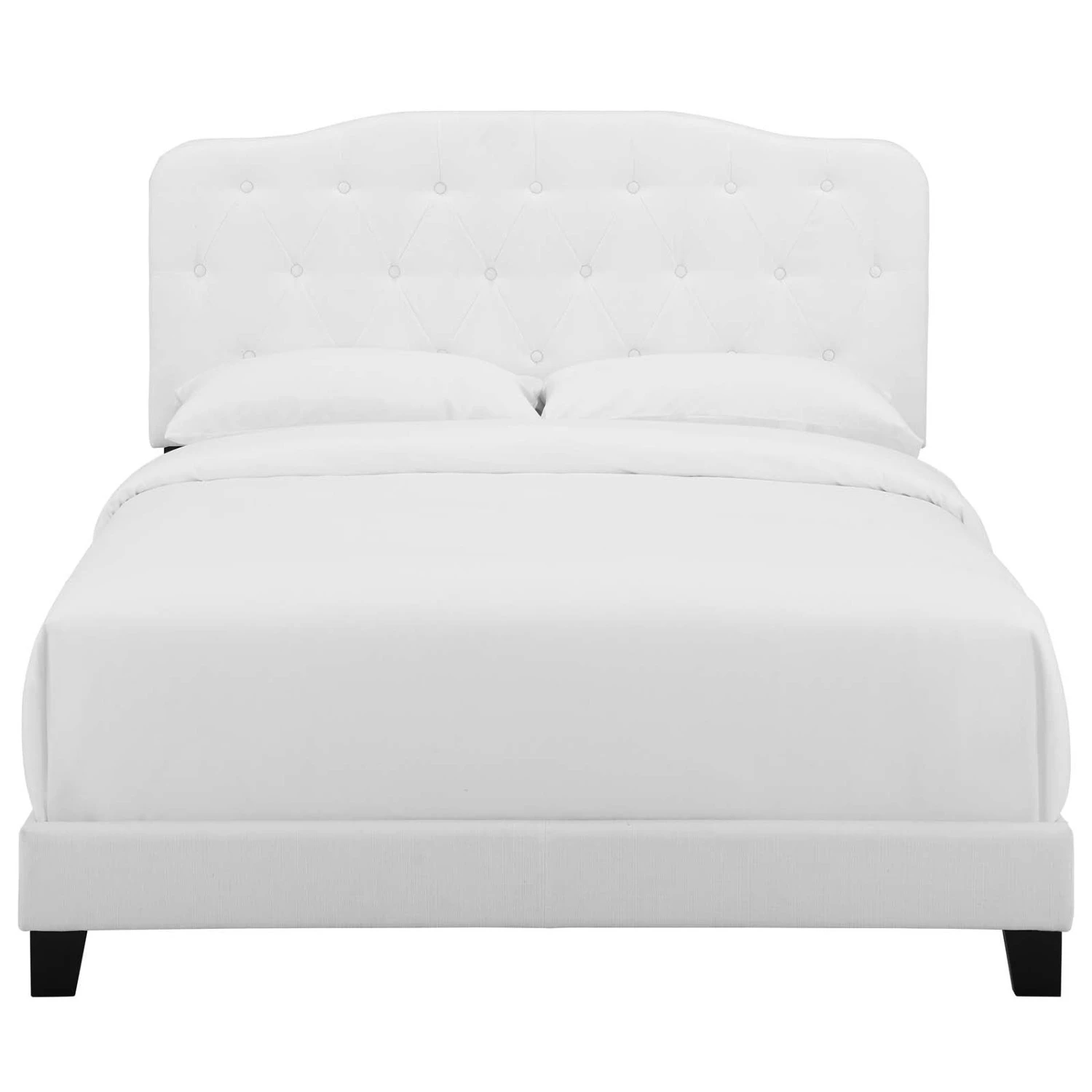 Other Queen Bed Upholstered In White Polyester Fabric - Image 9