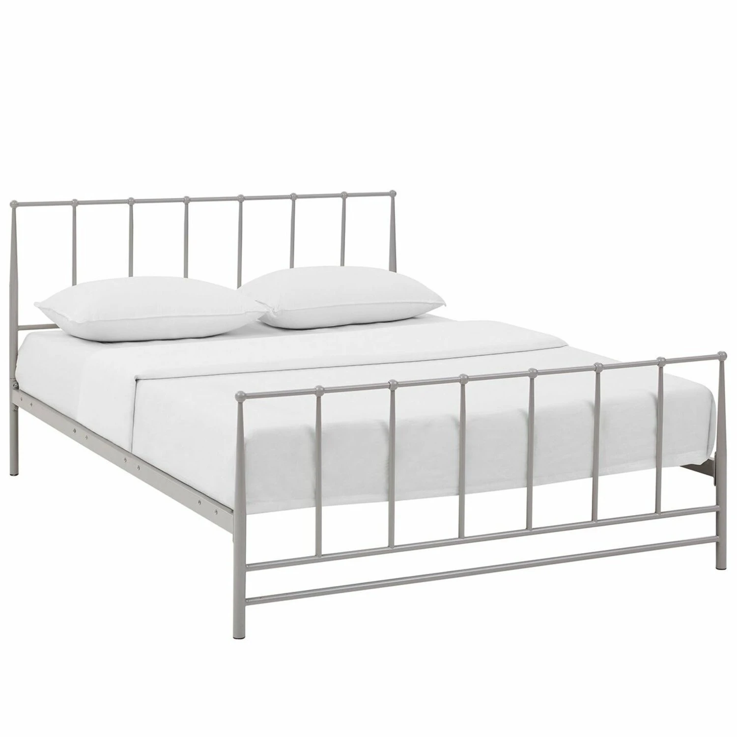Other Modern Queen Bed In Gray Tapered Steel Frame - Image 4