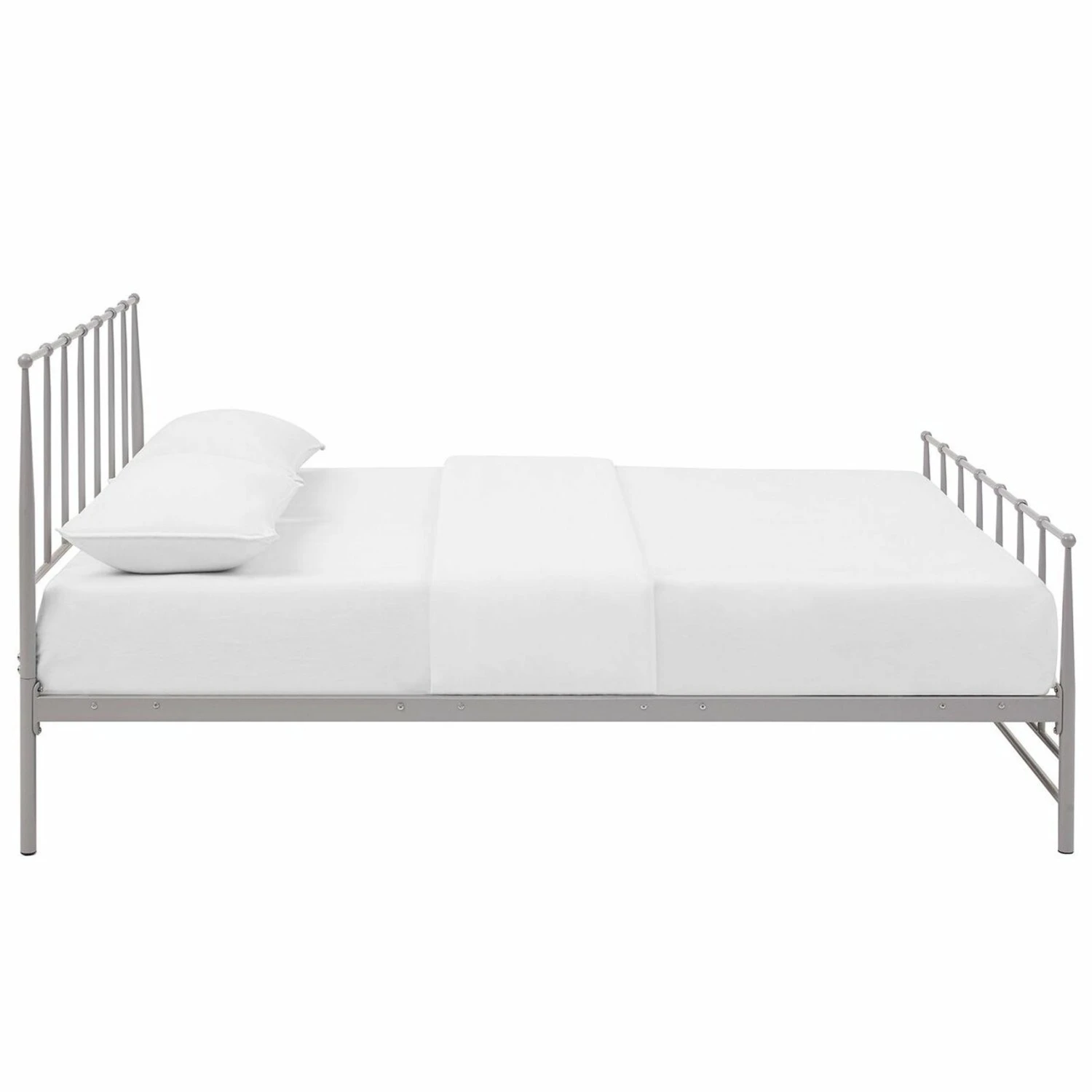 Other Modern Queen Bed In Gray Tapered Steel Frame - Image 6