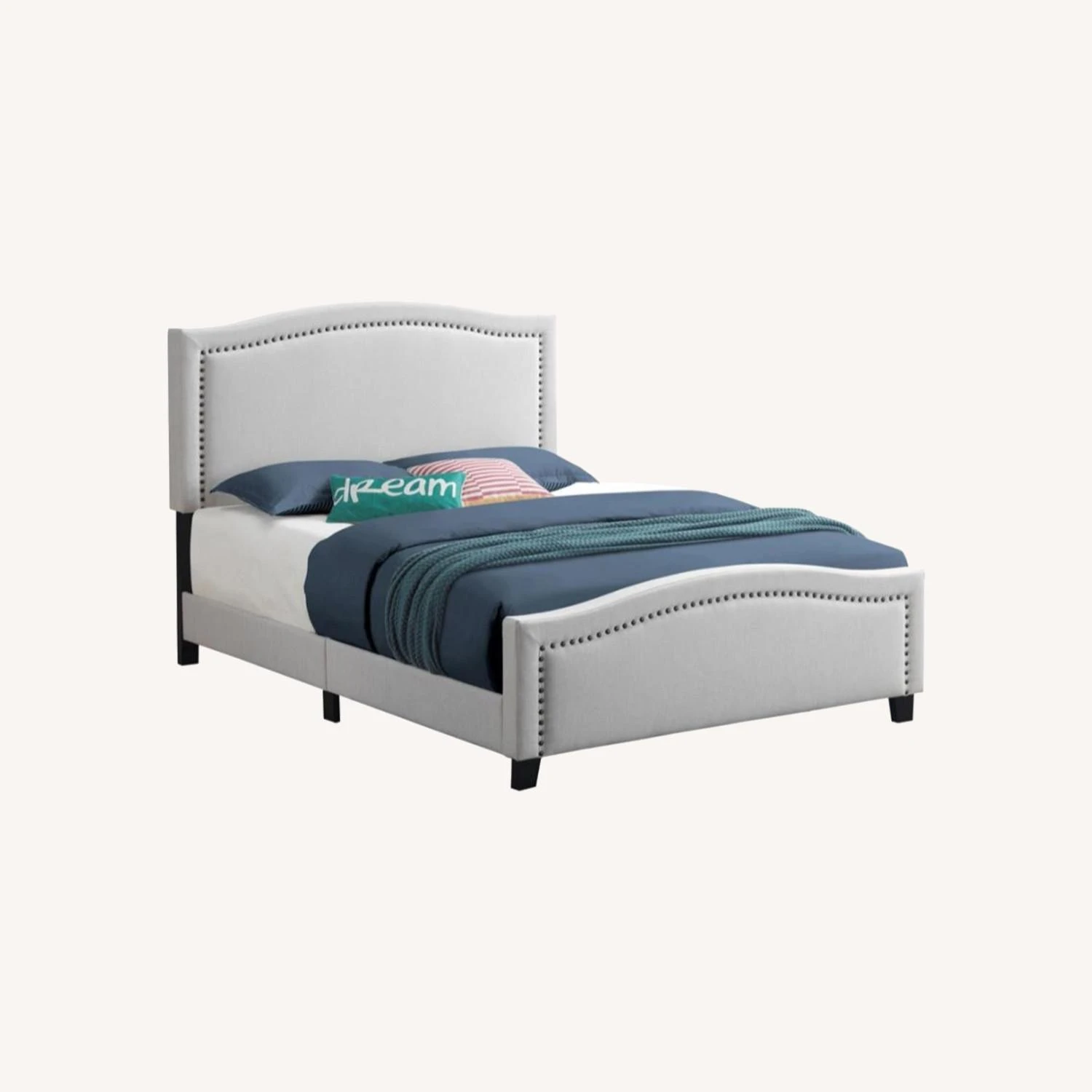 Other Queen Bed In Linen-Like Beige Fabric Upholstery - Image 4