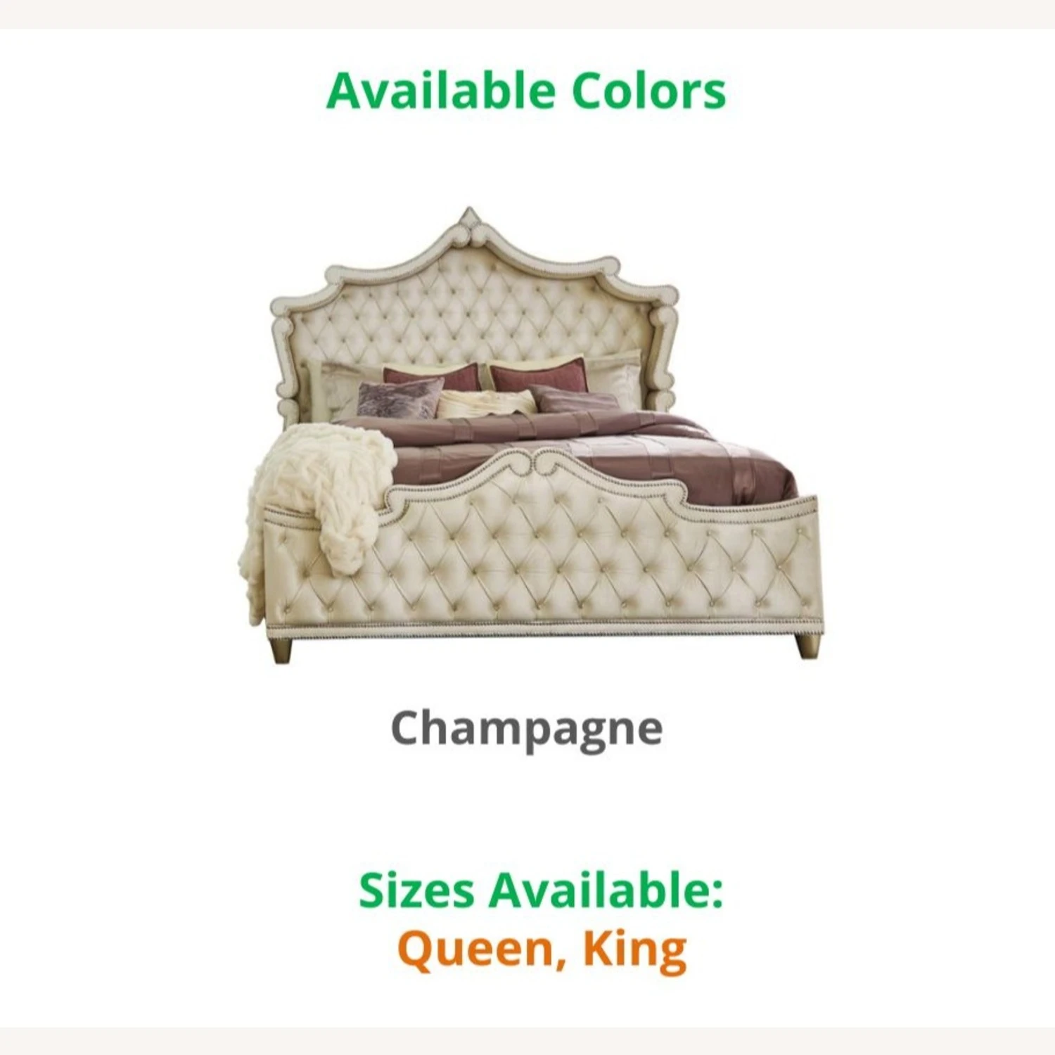 Other Queen Bed In Ivory & Camel Velvet Upholstery - Image 7
