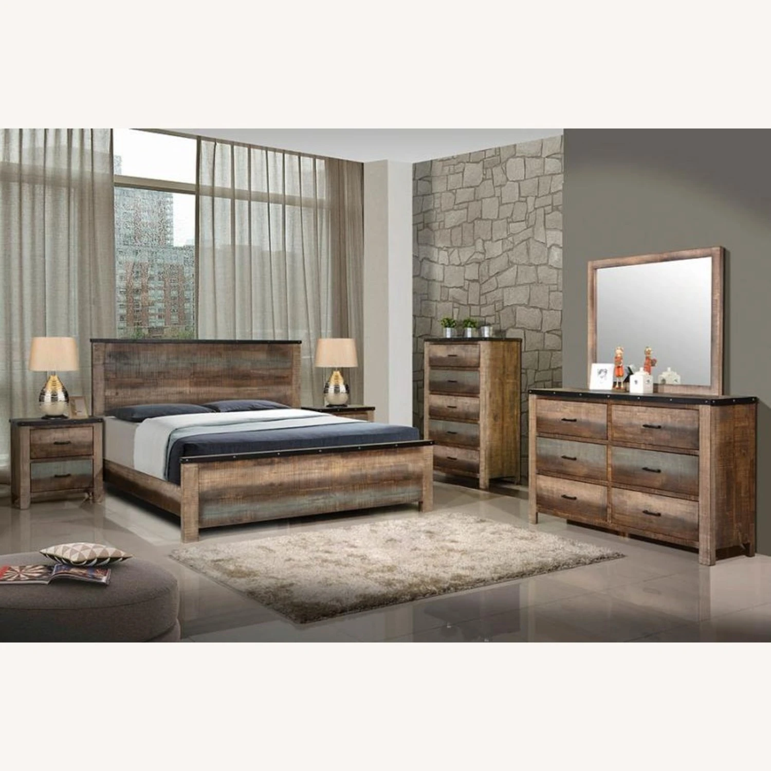 Other Queen Bed In Antique Multi-Tonal Finish - Image 5