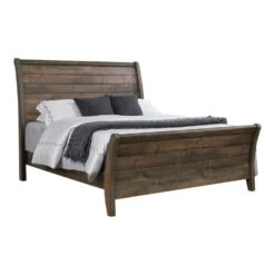 Other Rustic Style Queen Bed In Weathered Oak Finish