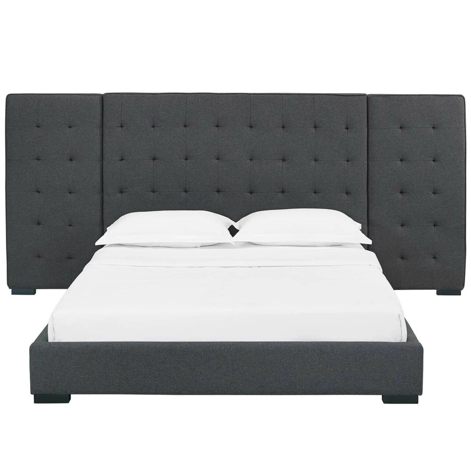 Other Modern Queen Platform Bed In Gray Fabric - Image 2