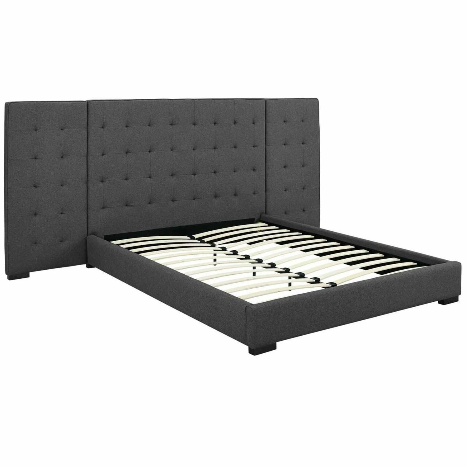 Other Modern Queen Platform Bed In Gray Fabric - Image 3