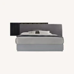 Other Queen Bed In Grey Upholstery W/ Black Gloss Finish