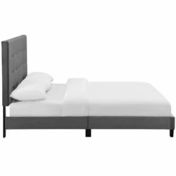 Other Chic Queen Bed In Gray Performance Velvet Fabric
