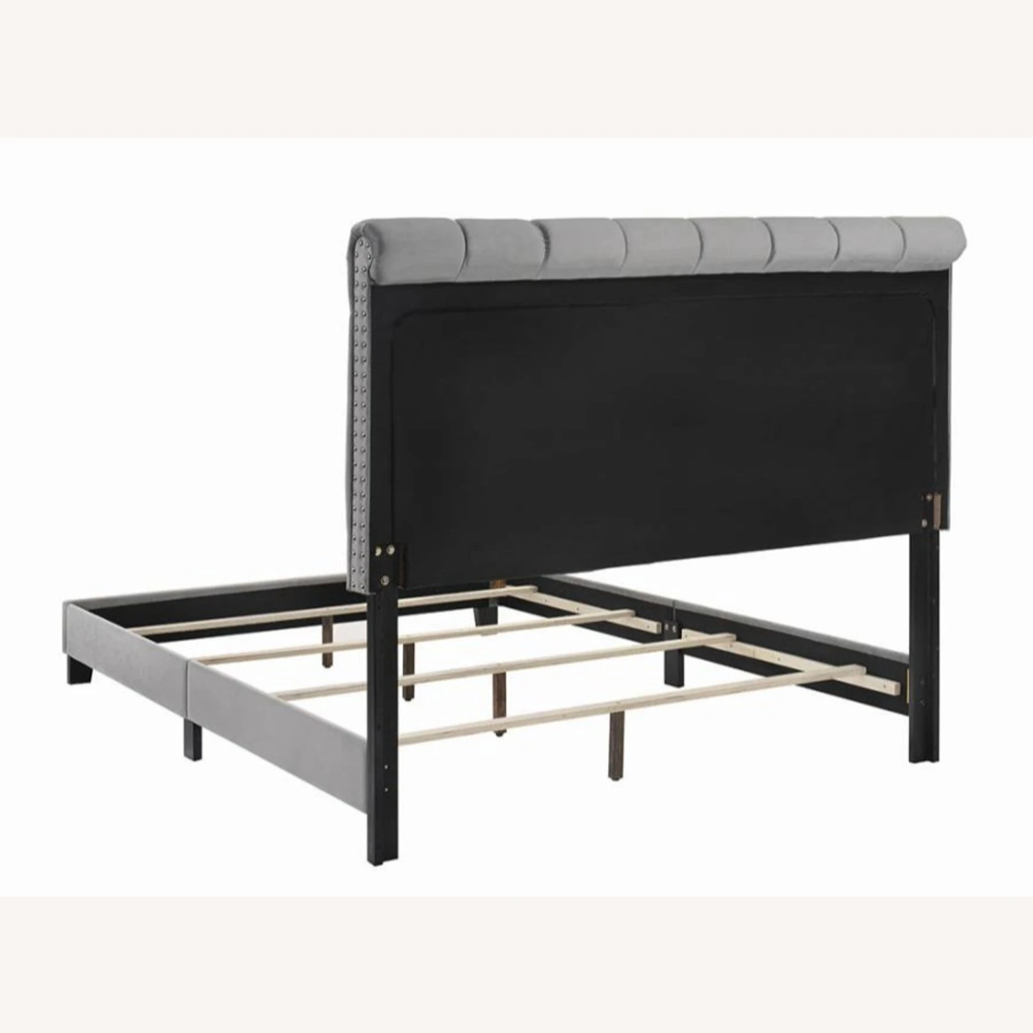 Other Transitional Style Queen Bed In Grey Velvet Fabric