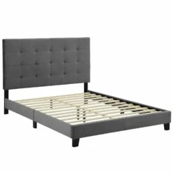 Other Queen Platform Bed In Gray Velvet Performance