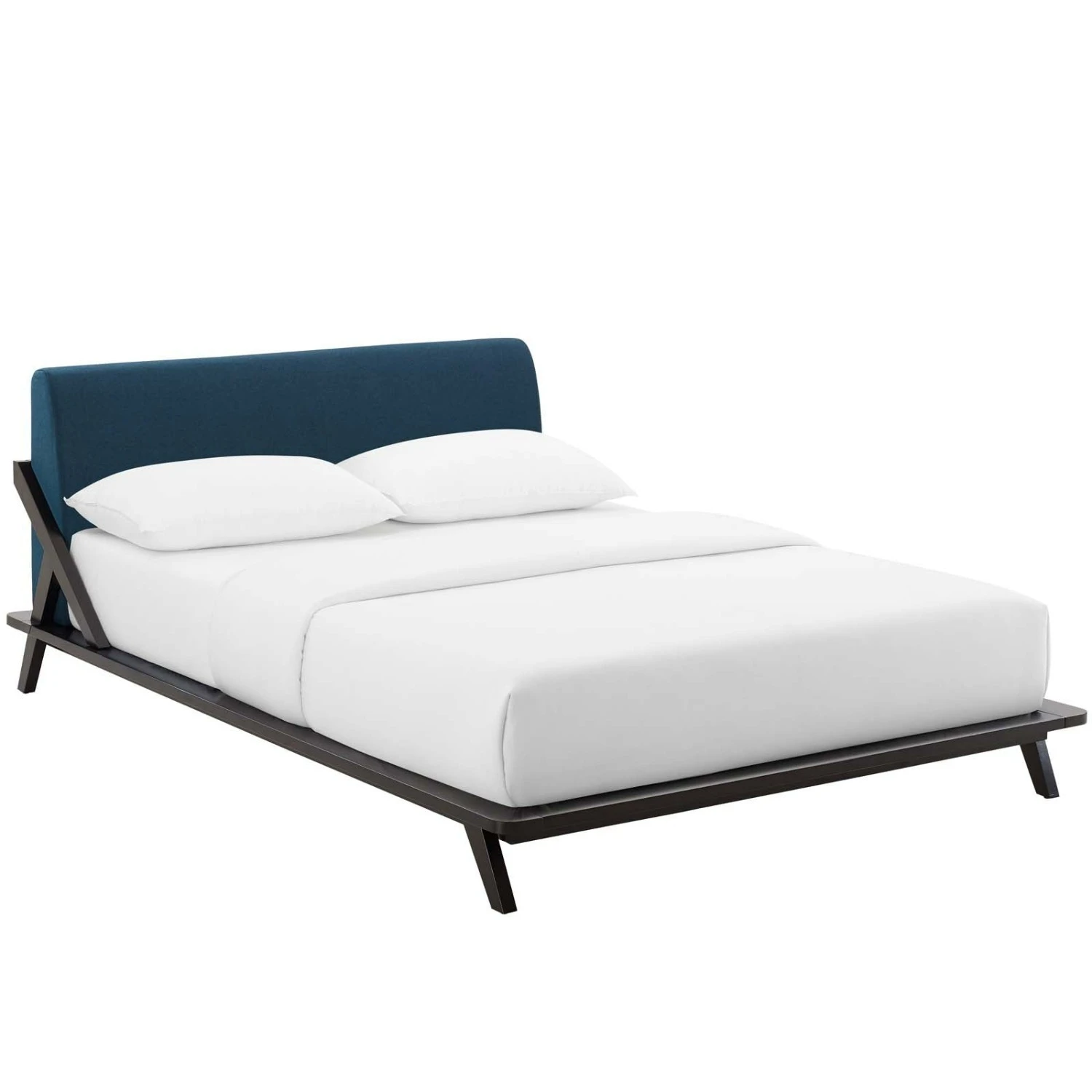 Other Queen Bed In Cappuccino Frame & Blue Headboard - Image 7
