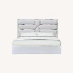 Other Queen Bed In Silver Grey W/ Mirrored Metallic Trim