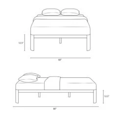 Other Queen Bed In Gray Steel & Slatted Wood Frame