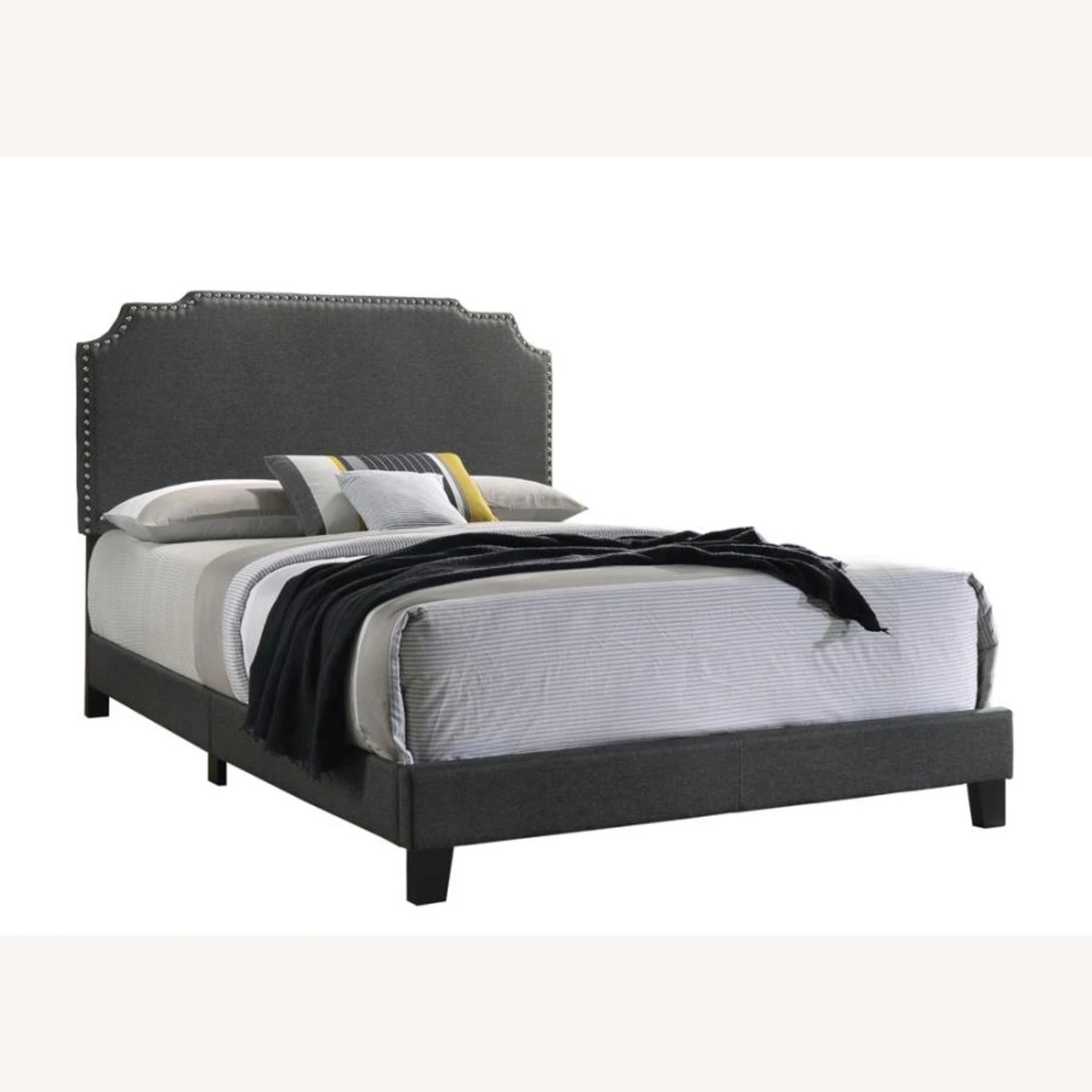 Other Queen Bed In Grey Fabric Upholstery - Image 5