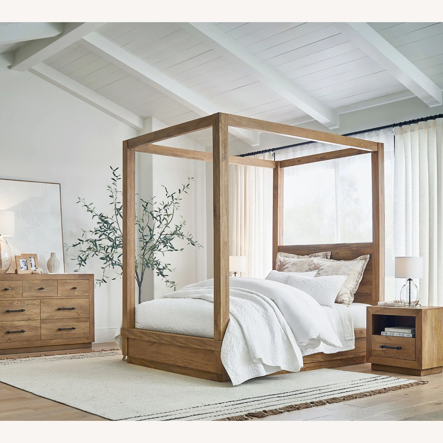 Pottery Barn Oakleigh Reclaimed Wood Canopy Bed - Image 3