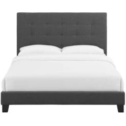 Other Modern Platform Queen Bed In Gray Fabric Finish