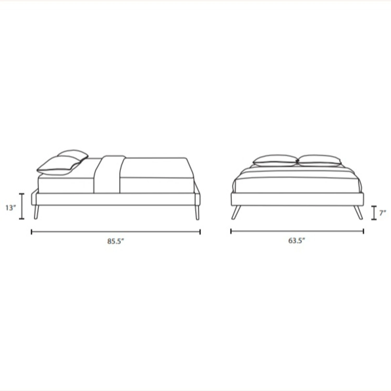 Other Queen Bed In Beige Fabric W/ Splayed Legs Frame - Image 7