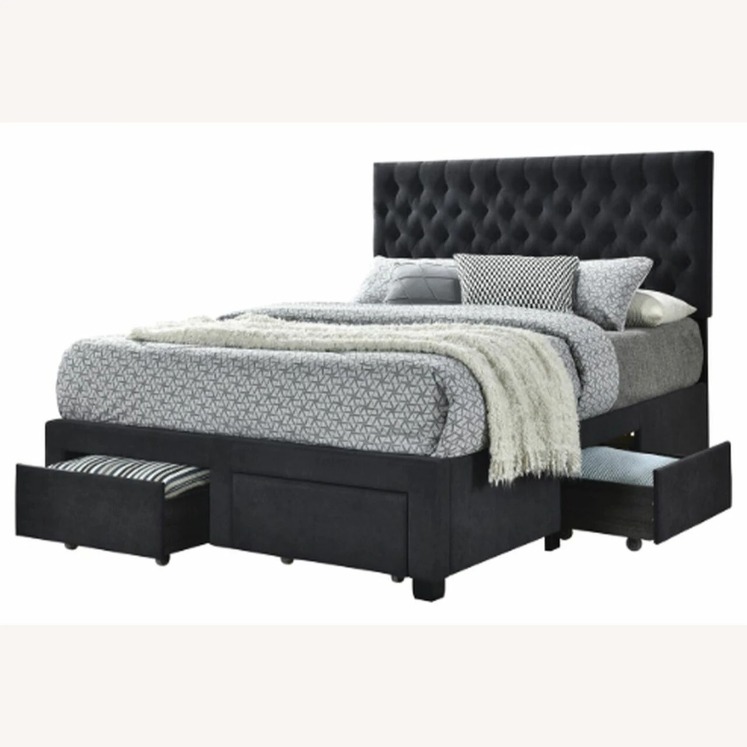 Other Queen Storage Bed In Grey Fabric W/ 4 Drawers - Image 2