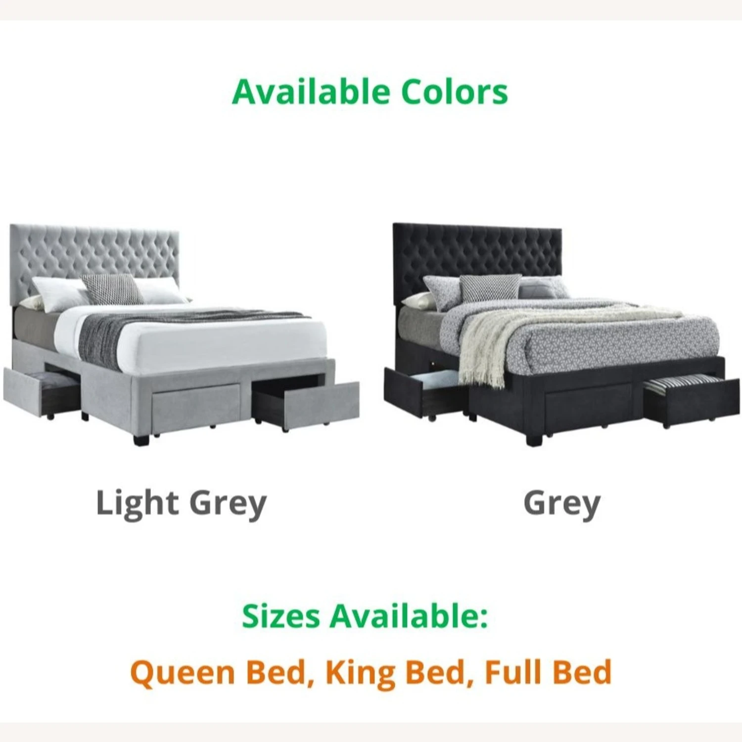 Other Queen Storage Bed In Grey Fabric W/ 4 Drawers - Image 5