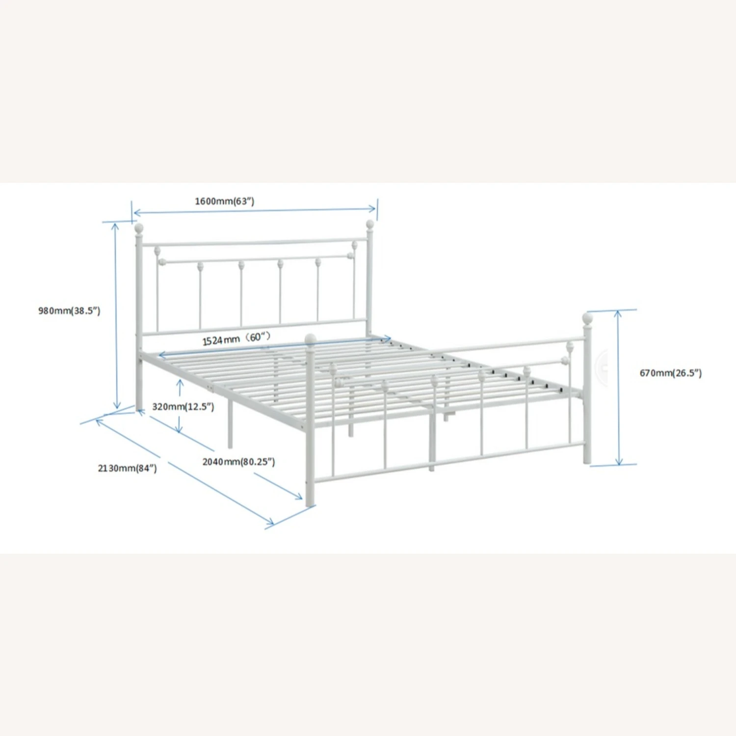 Other Queen Bed In Matte White W/ Slatted Frame