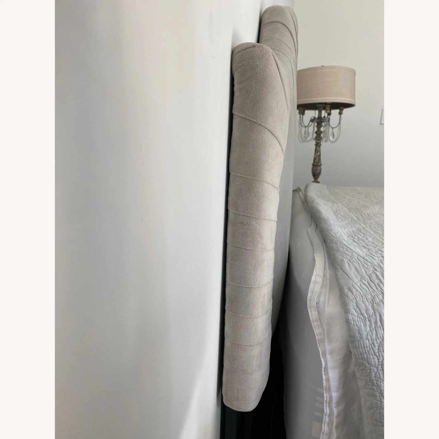 Other Dark Grey Velvet Headboard For A Queen Bed - Image 3