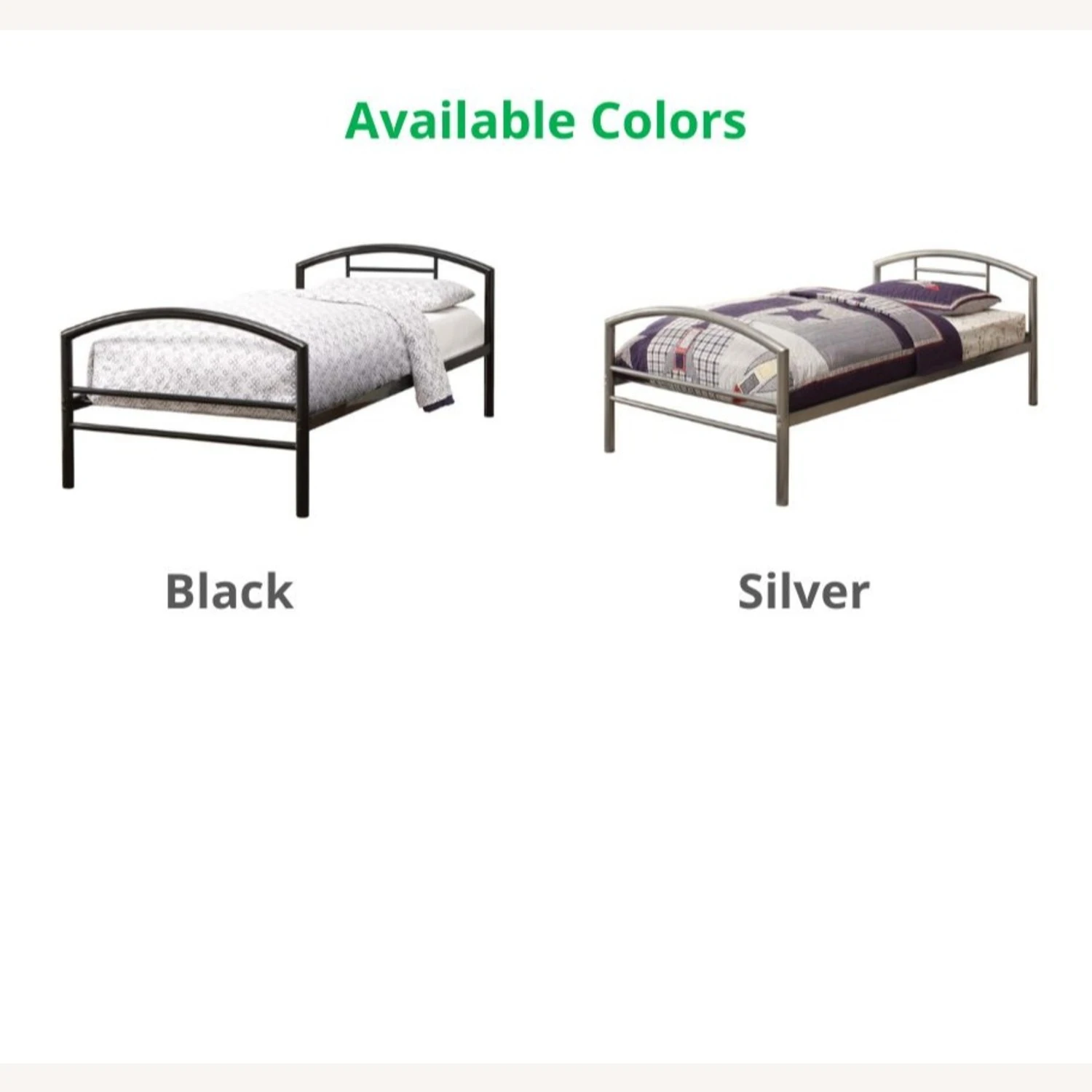 Other Contemporary Style Twin Bed In Silver Metal Finish - Image 5