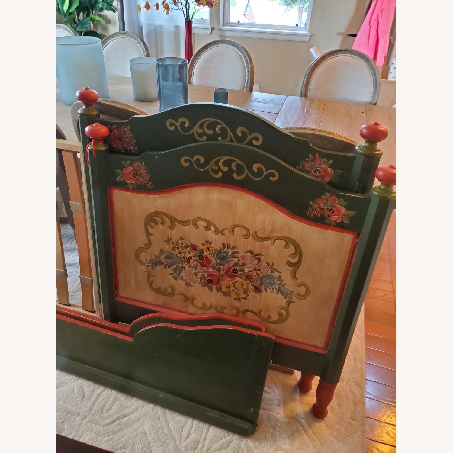 Vintage Folk Art Painted Bed From Germany - Image 3