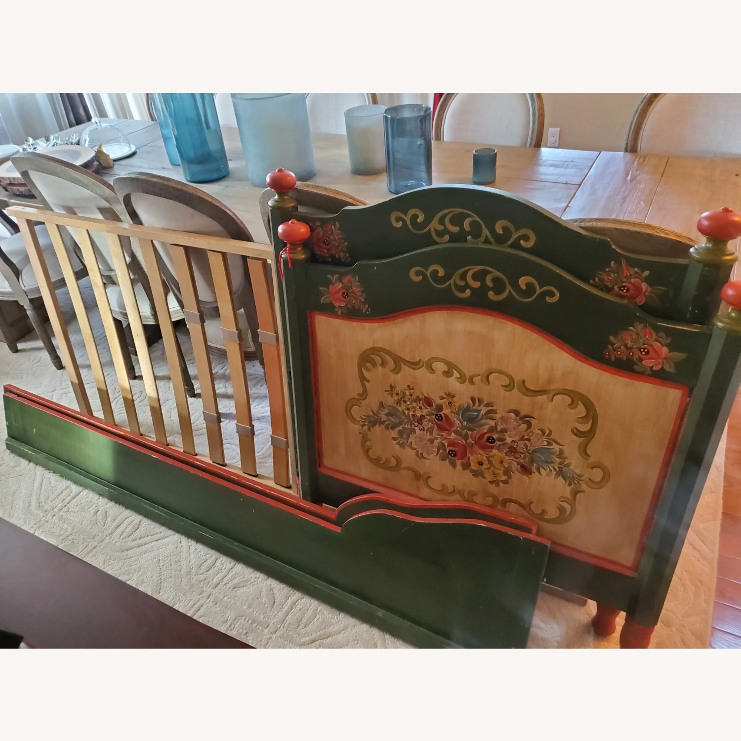 Vintage Folk Art Painted Bed From Germany - Image 5