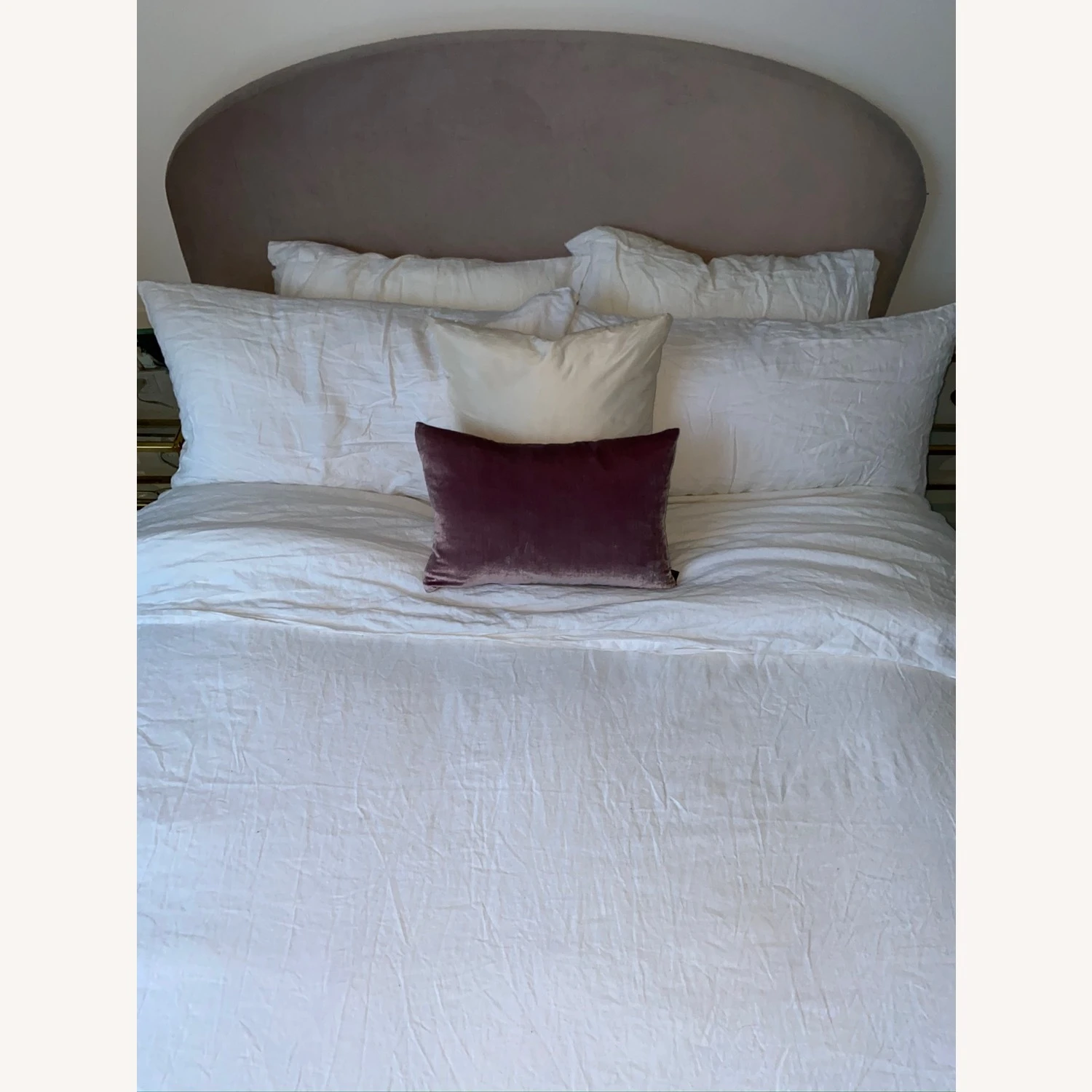 West Elm Queen Curved Headboard Dusty Blush Velvet - Image 7