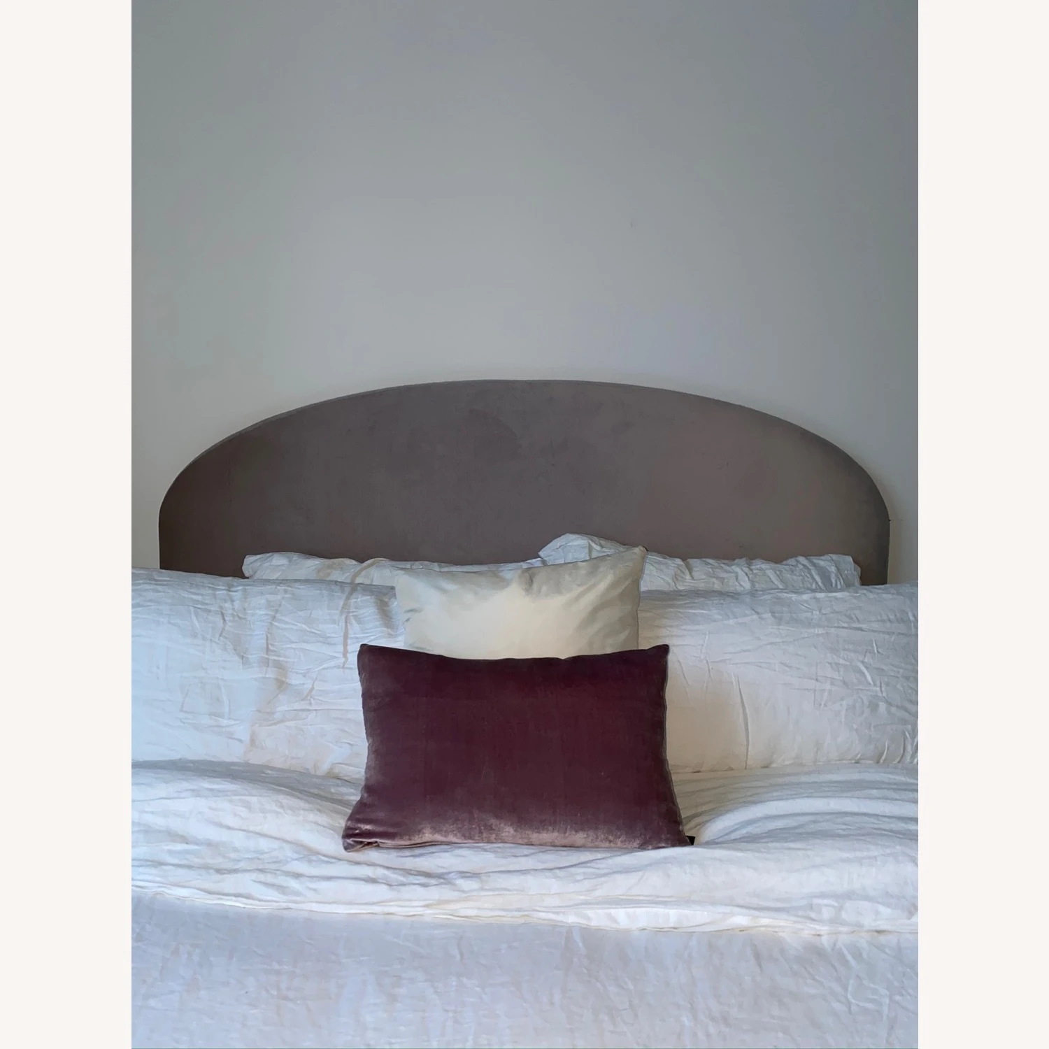 West Elm Queen Curved Headboard Dusty Blush Velvet - Image 9