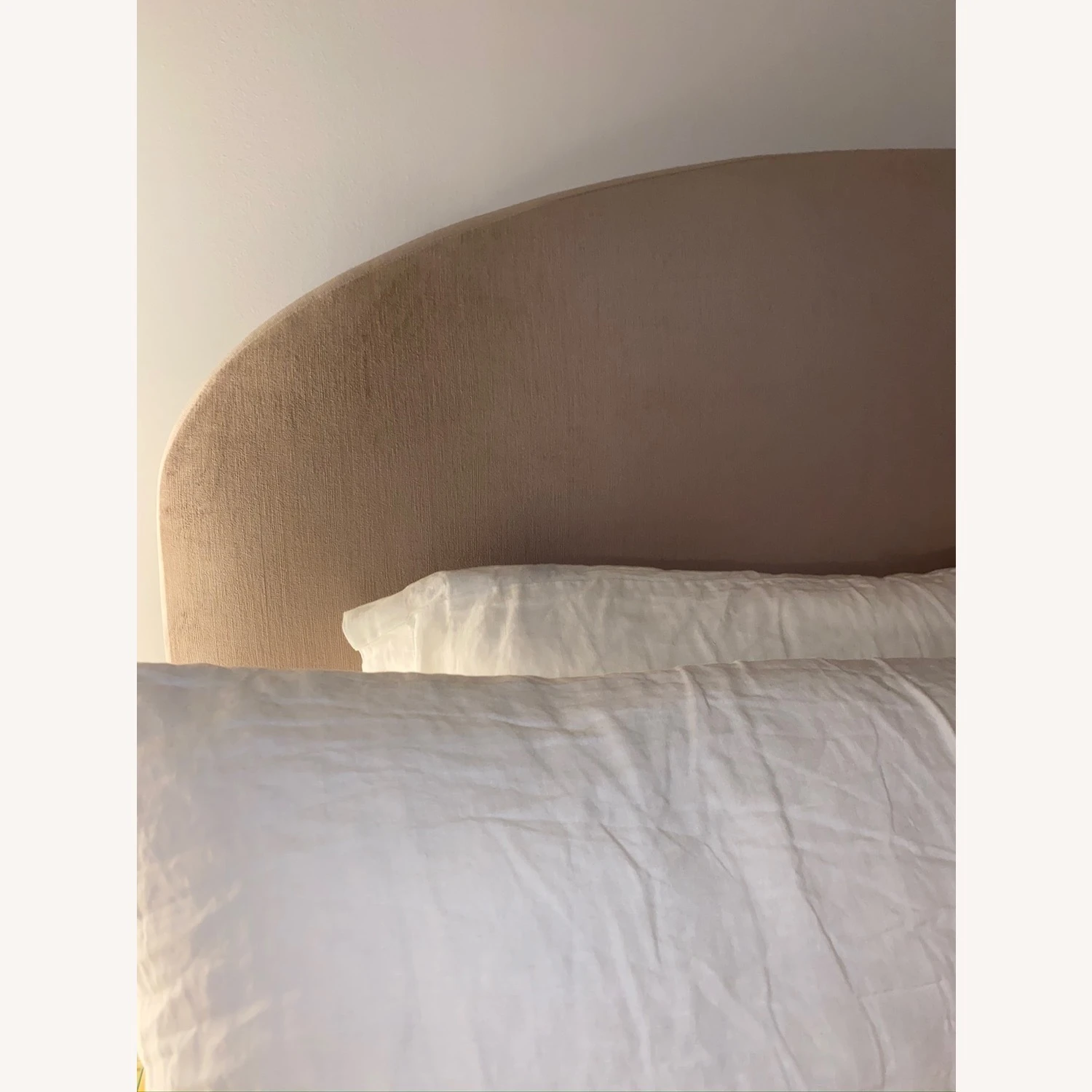 West Elm Queen Curved Headboard Dusty Blush Velvet - Image 12