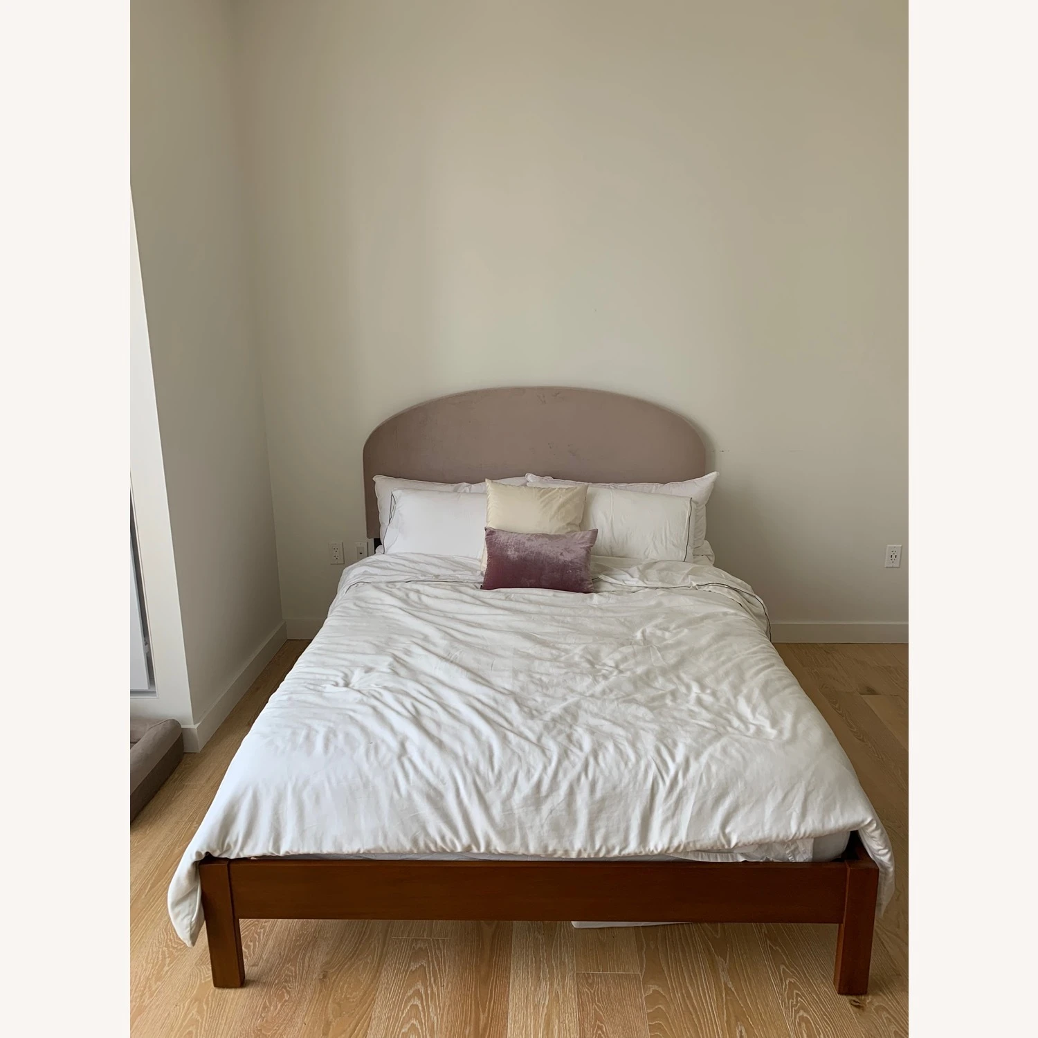 West Elm Queen Curved Headboard Dusty Blush Velvet - Image 17