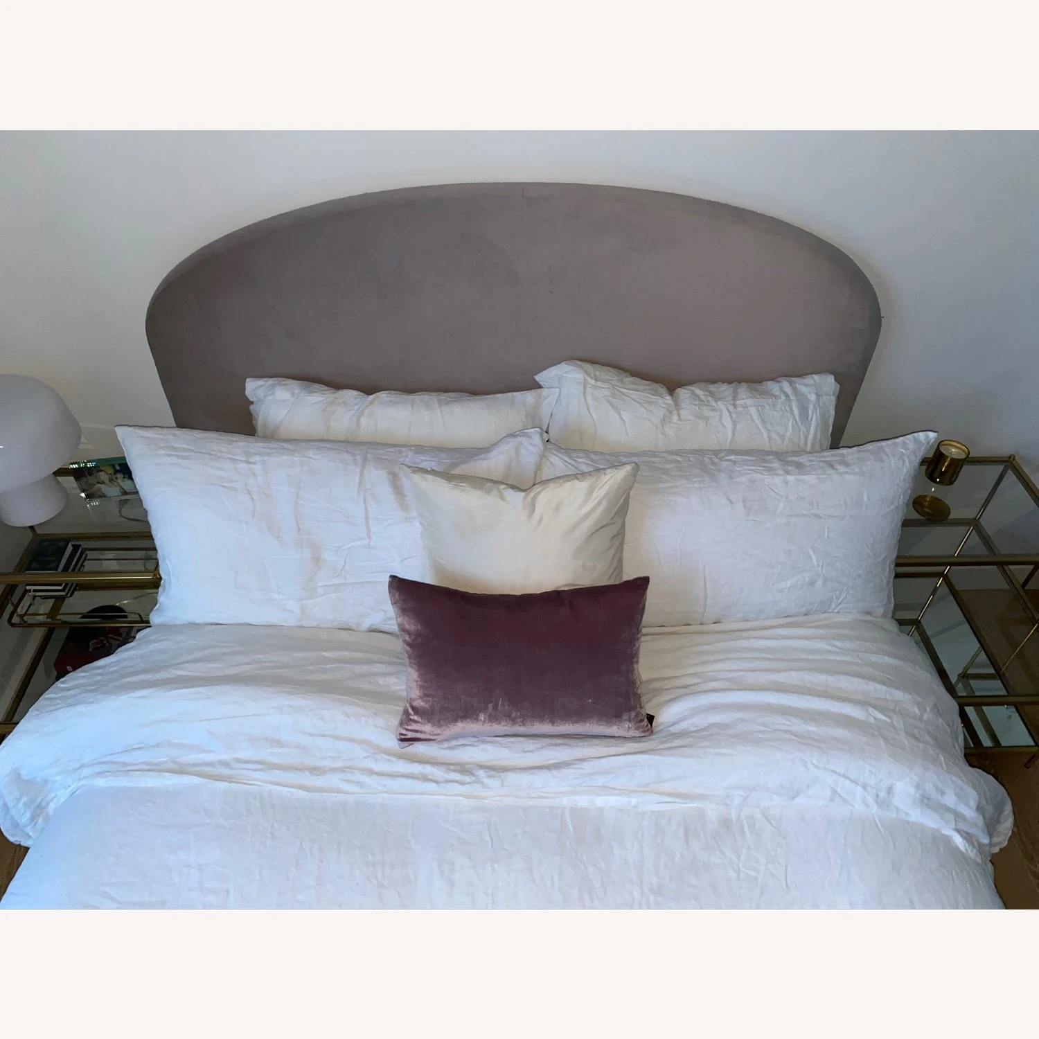 West Elm Queen Curved Headboard Dusty Blush Velvet - Image 20