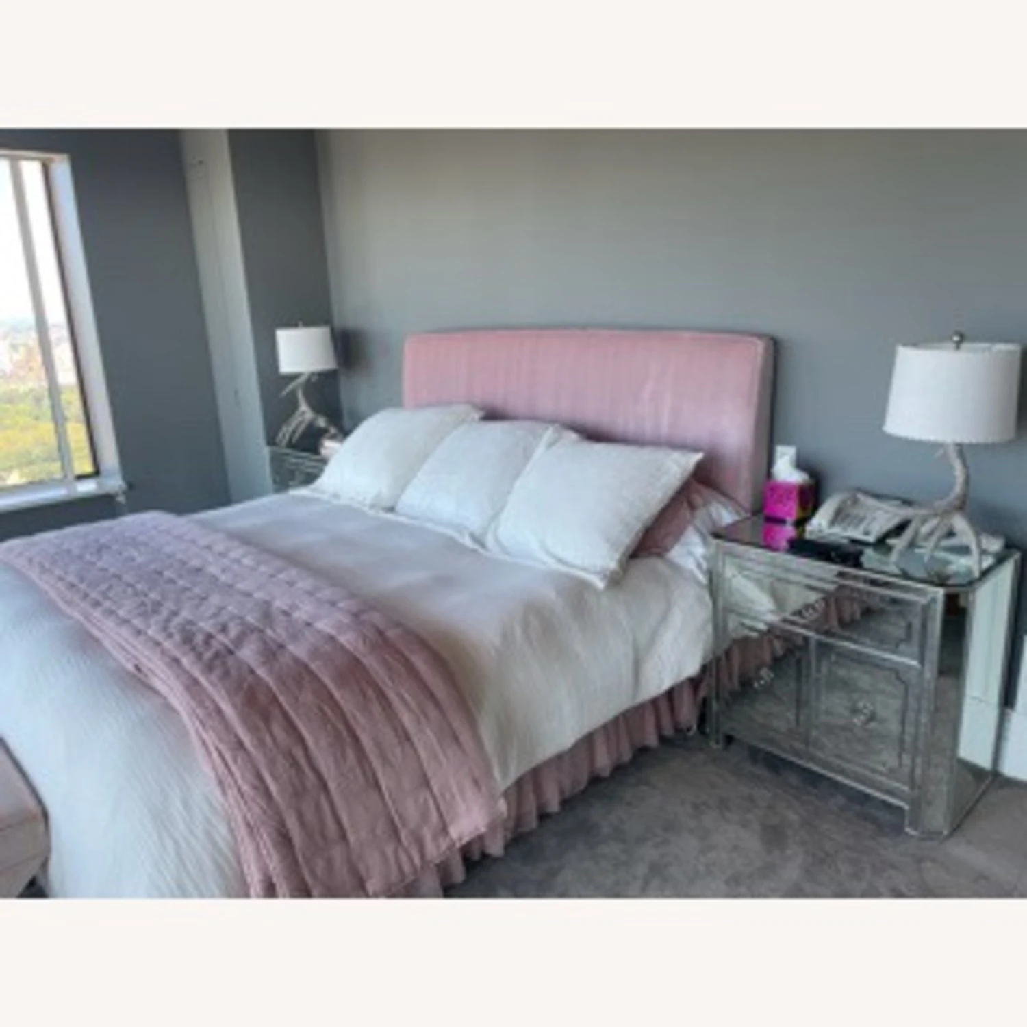 Other Custom Made Pink Velvet Headboard - Image 2