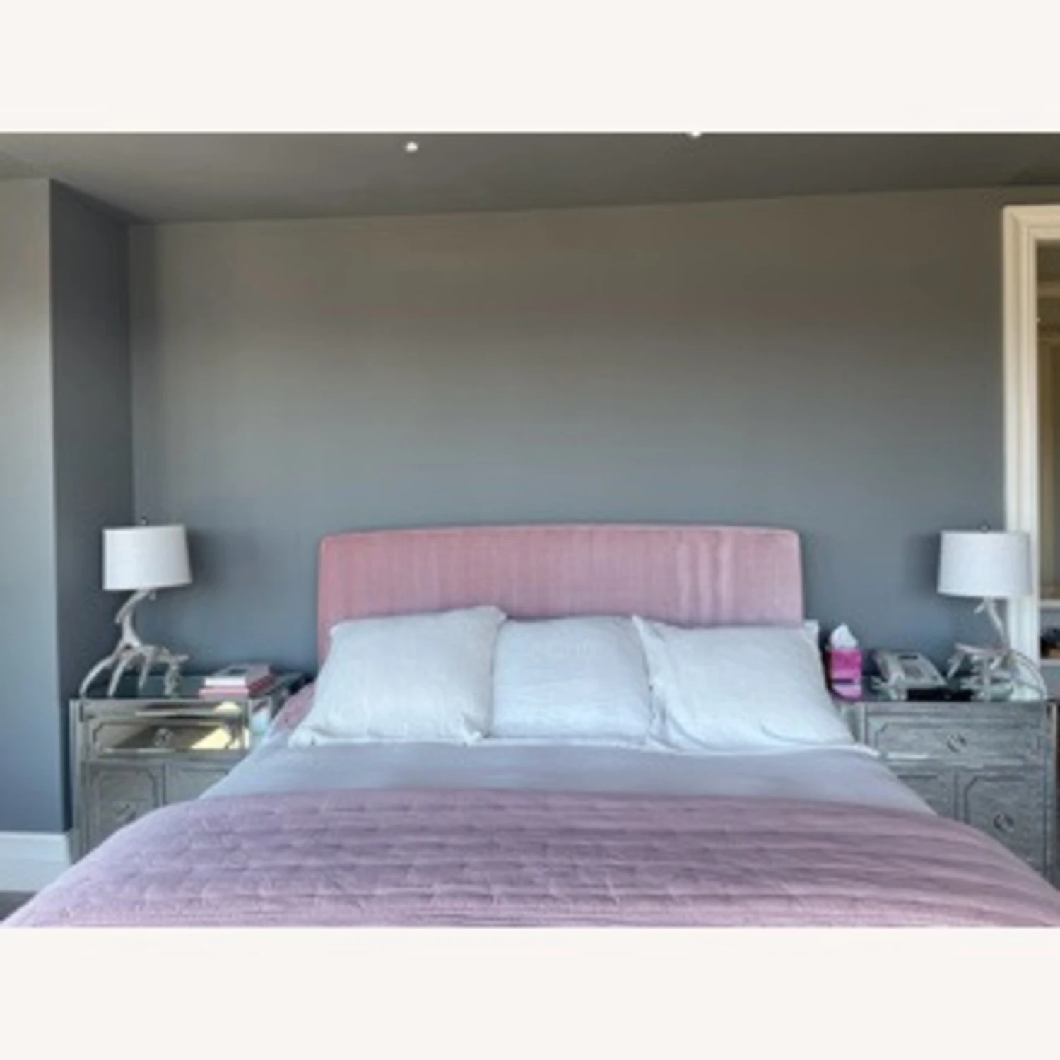 Other Custom Made Pink Velvet Headboard - Image 3