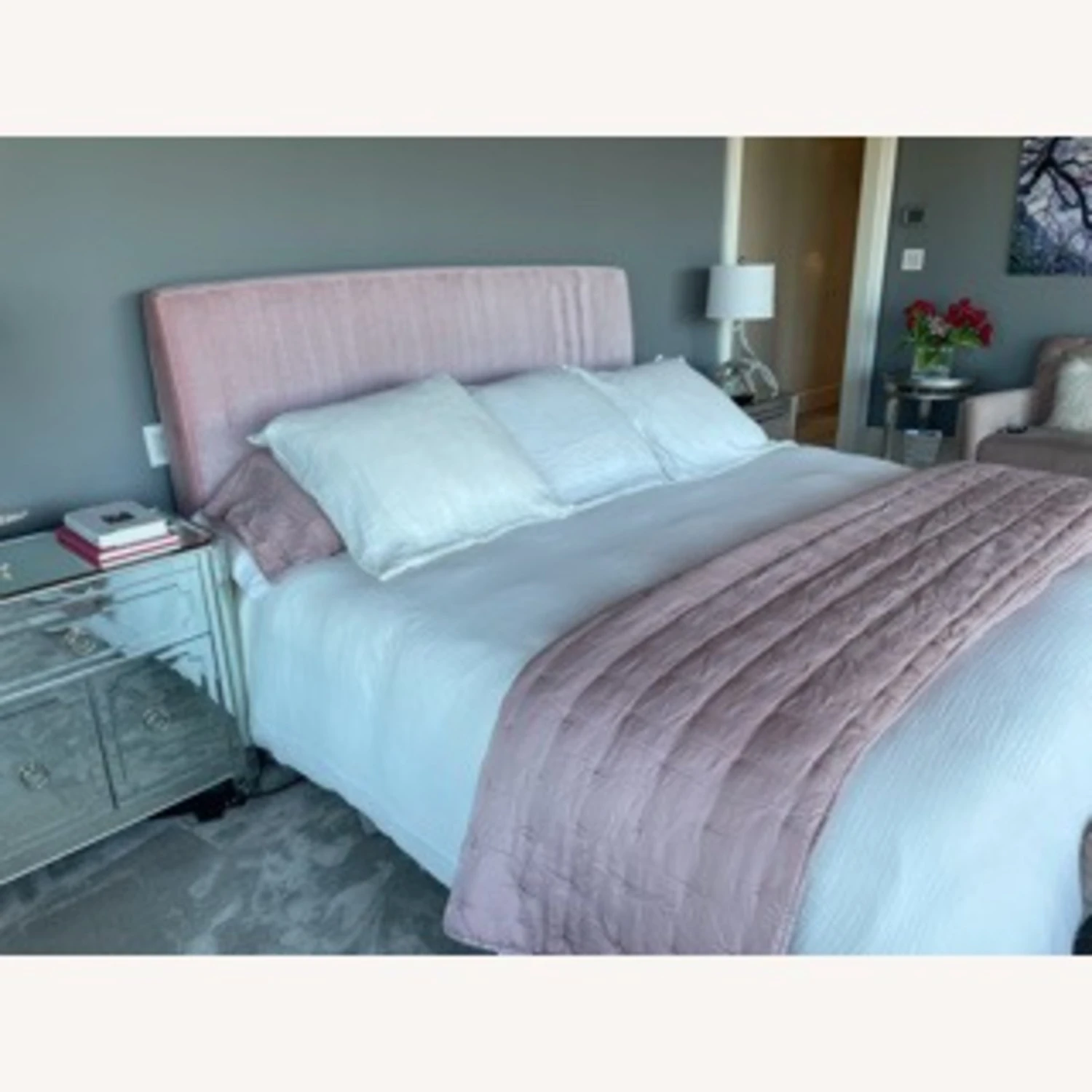 Other Custom Made Pink Velvet Headboard - Image 4