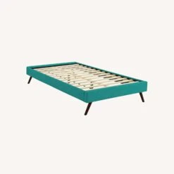 Other Twin Bed Frame In Teal Polyester Fabric Upholstery