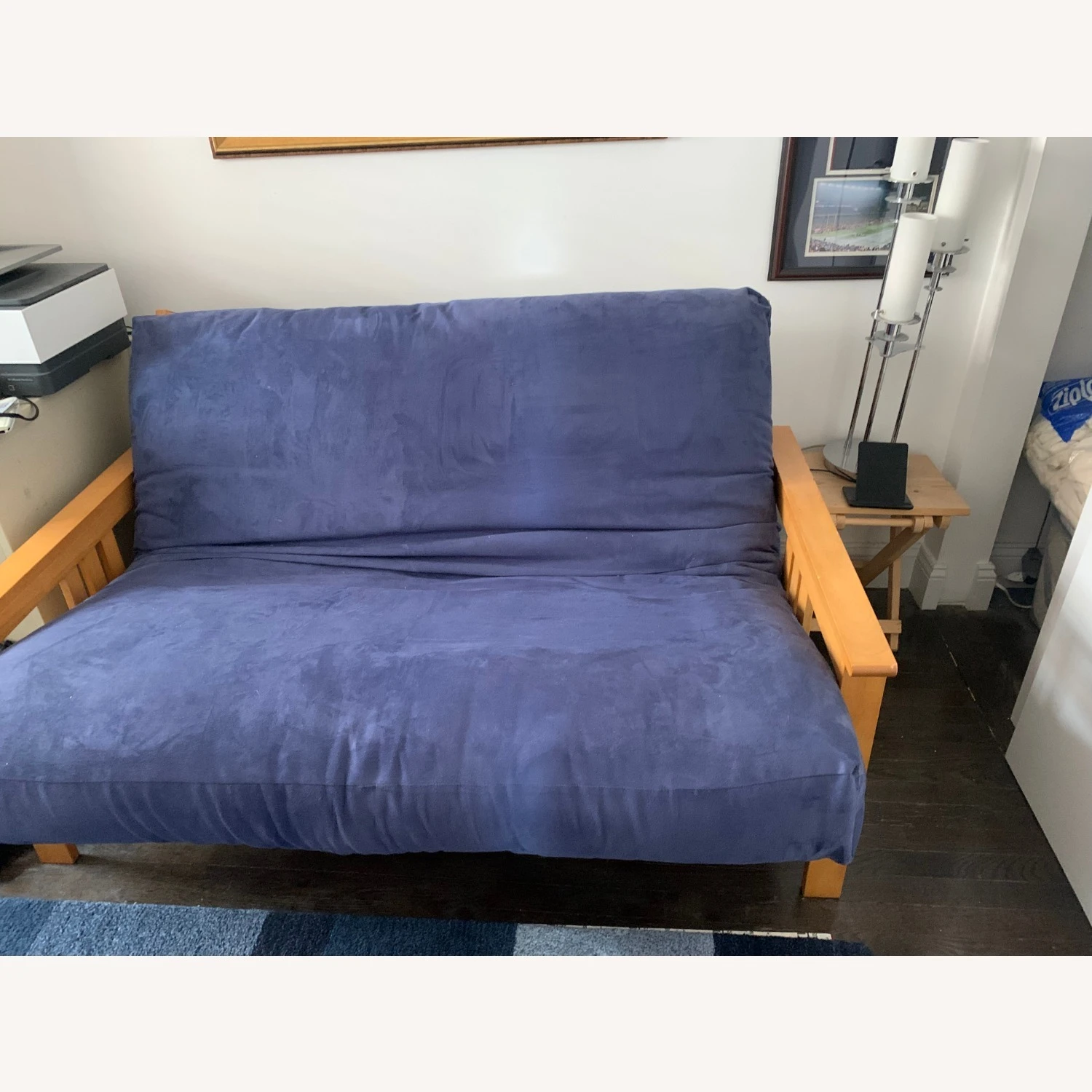 Other Blue Sued-cloth Full-sized Futon - Image 2