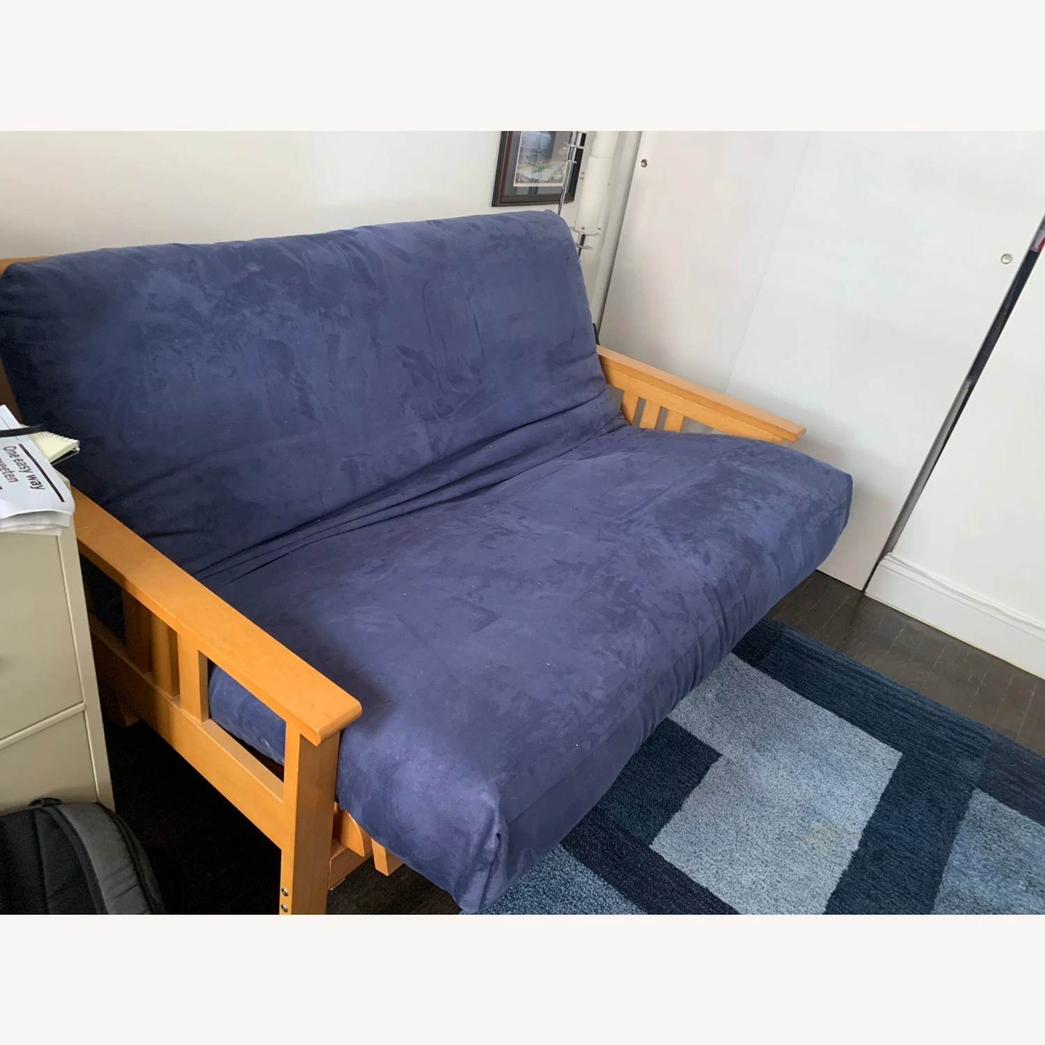 Other Blue Sued-cloth Full-sized Futon - Image 3