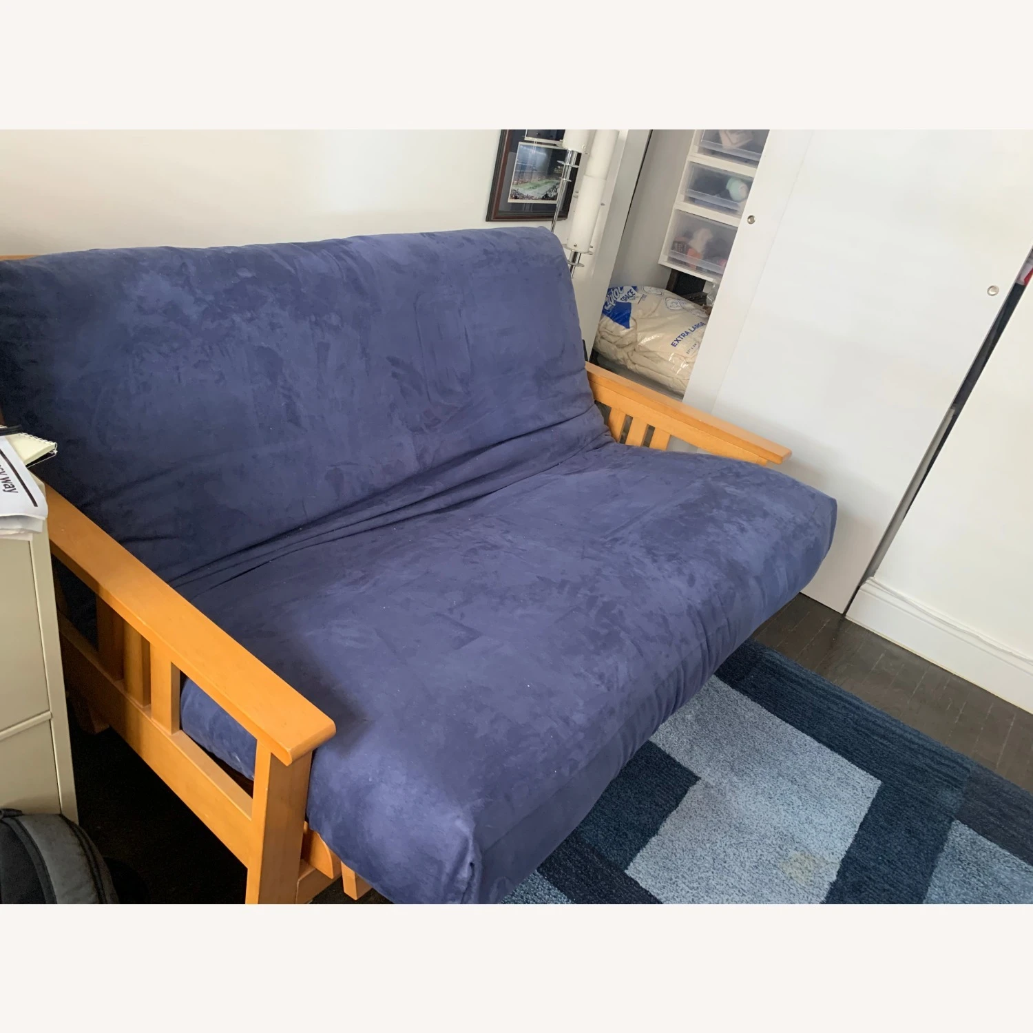 Other Blue Sued-cloth Full-sized Futon - Image 4