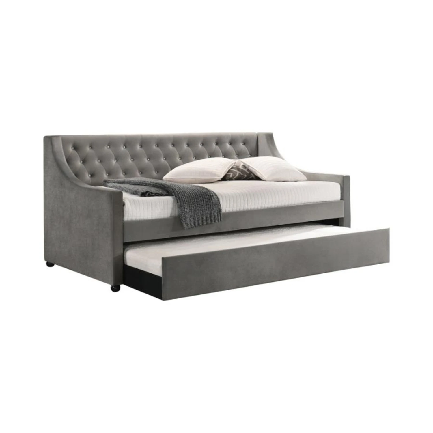 Other Twin Daybed In Grey Velvet W/ Trundle - Image 2