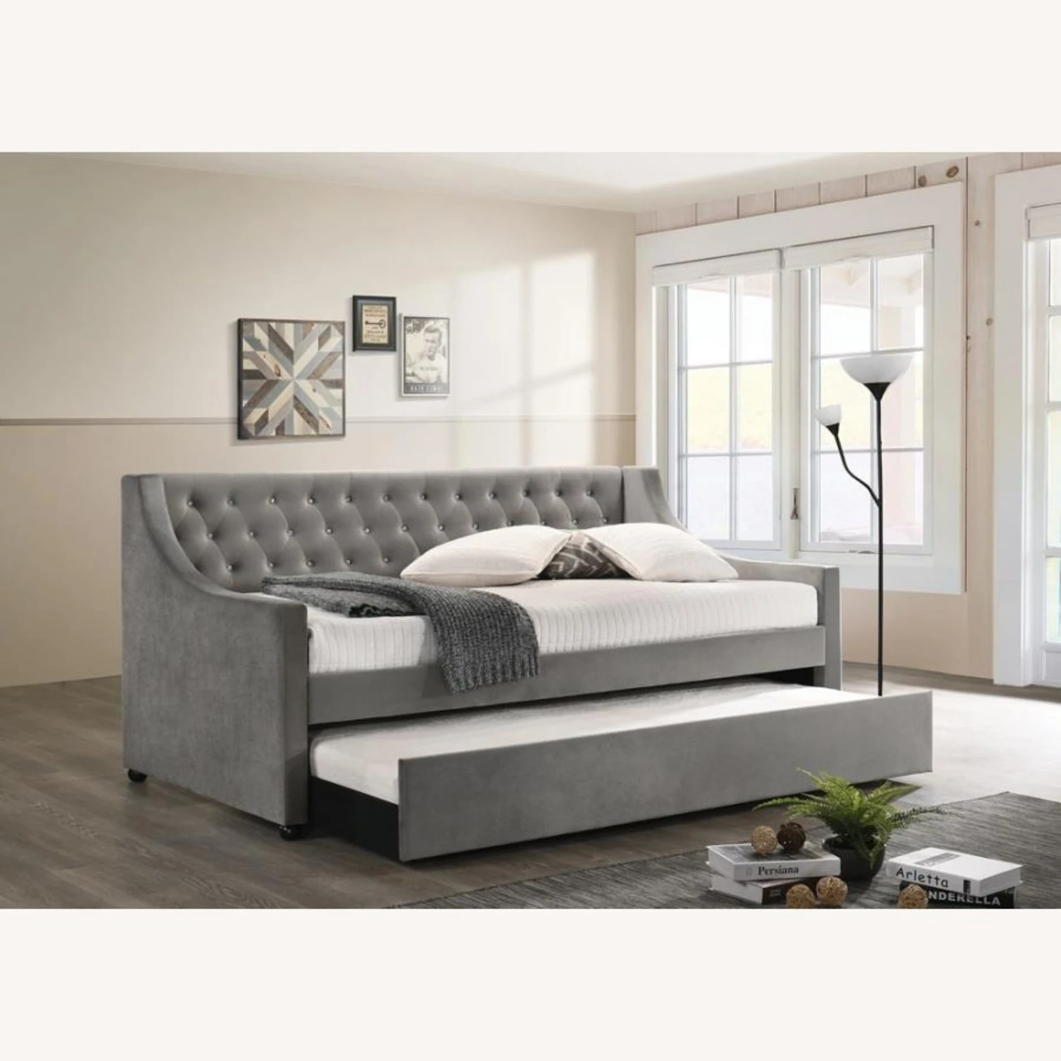 Other Twin Daybed In Grey Velvet W/ Trundle - Image 3