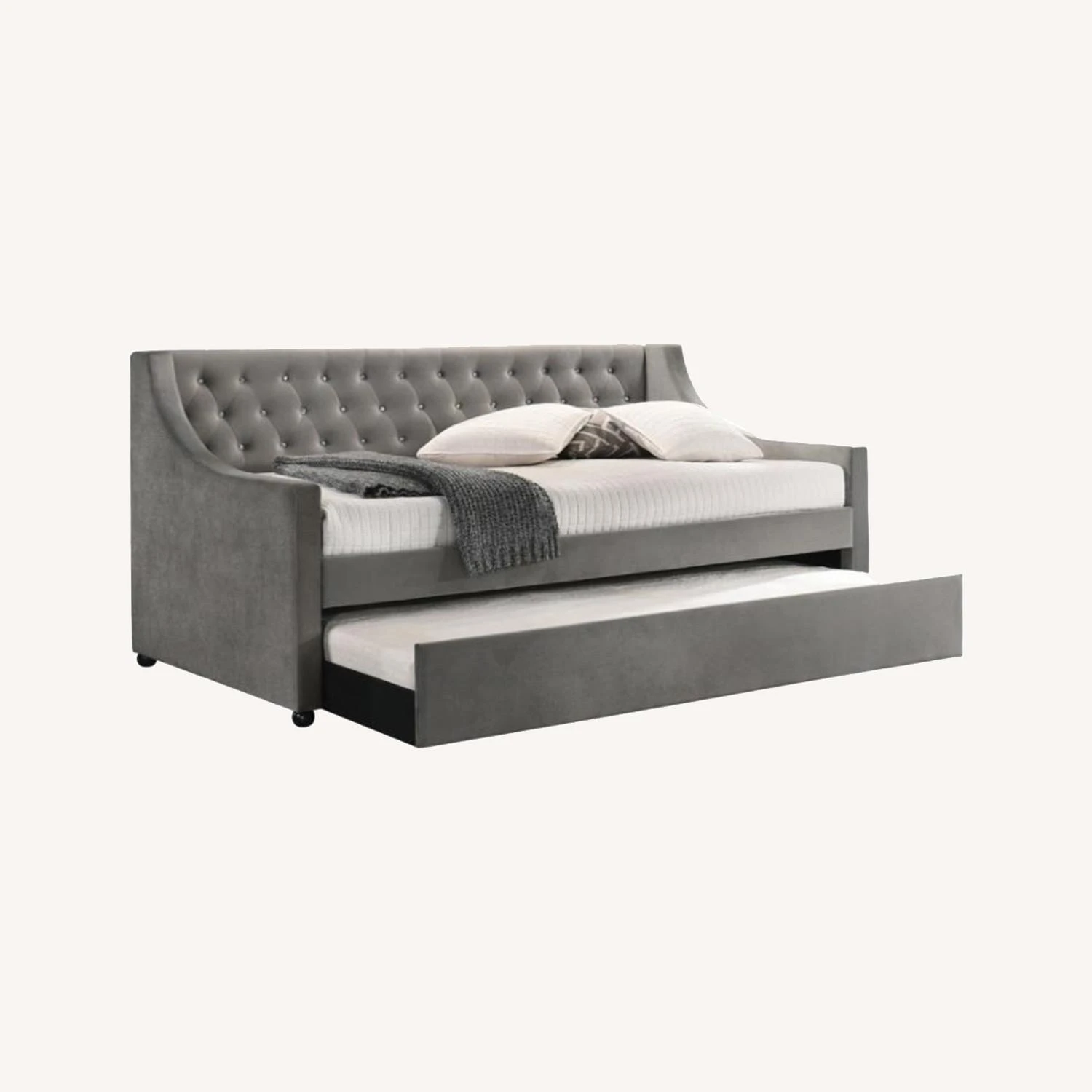 Other Twin Daybed In Grey Velvet W/ Trundle - Image 4
