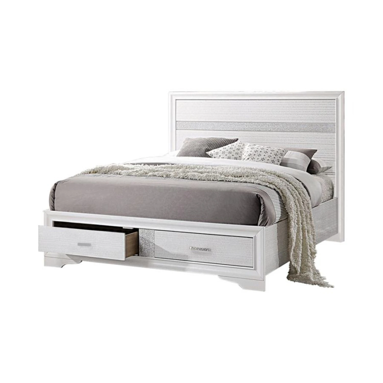 Other King Bed In White Finish With Footboard Storage - Image 3