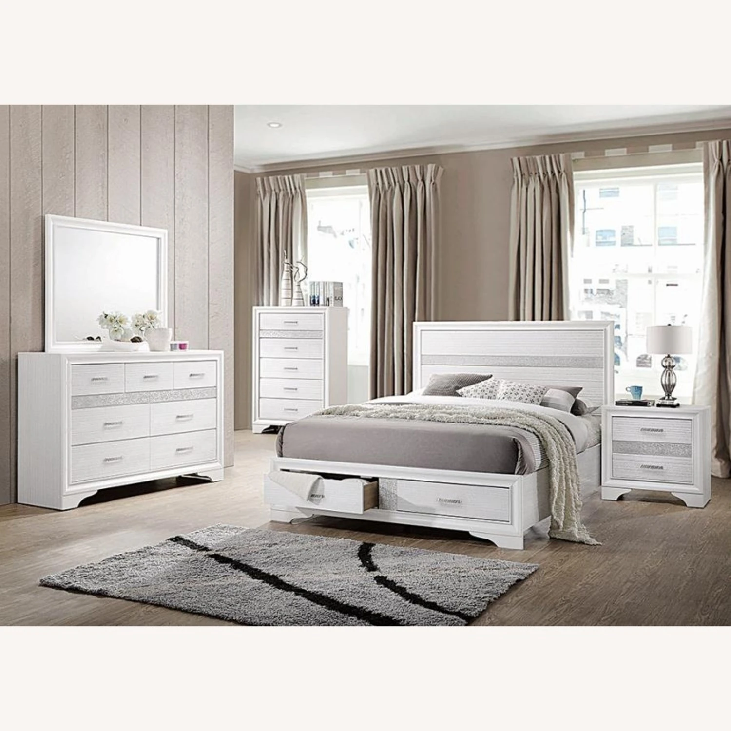 Other King Bed In White Finish With Footboard Storage - Image 4