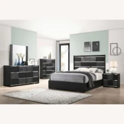 Other King Bed In Black Finish W Chambered Trim Design