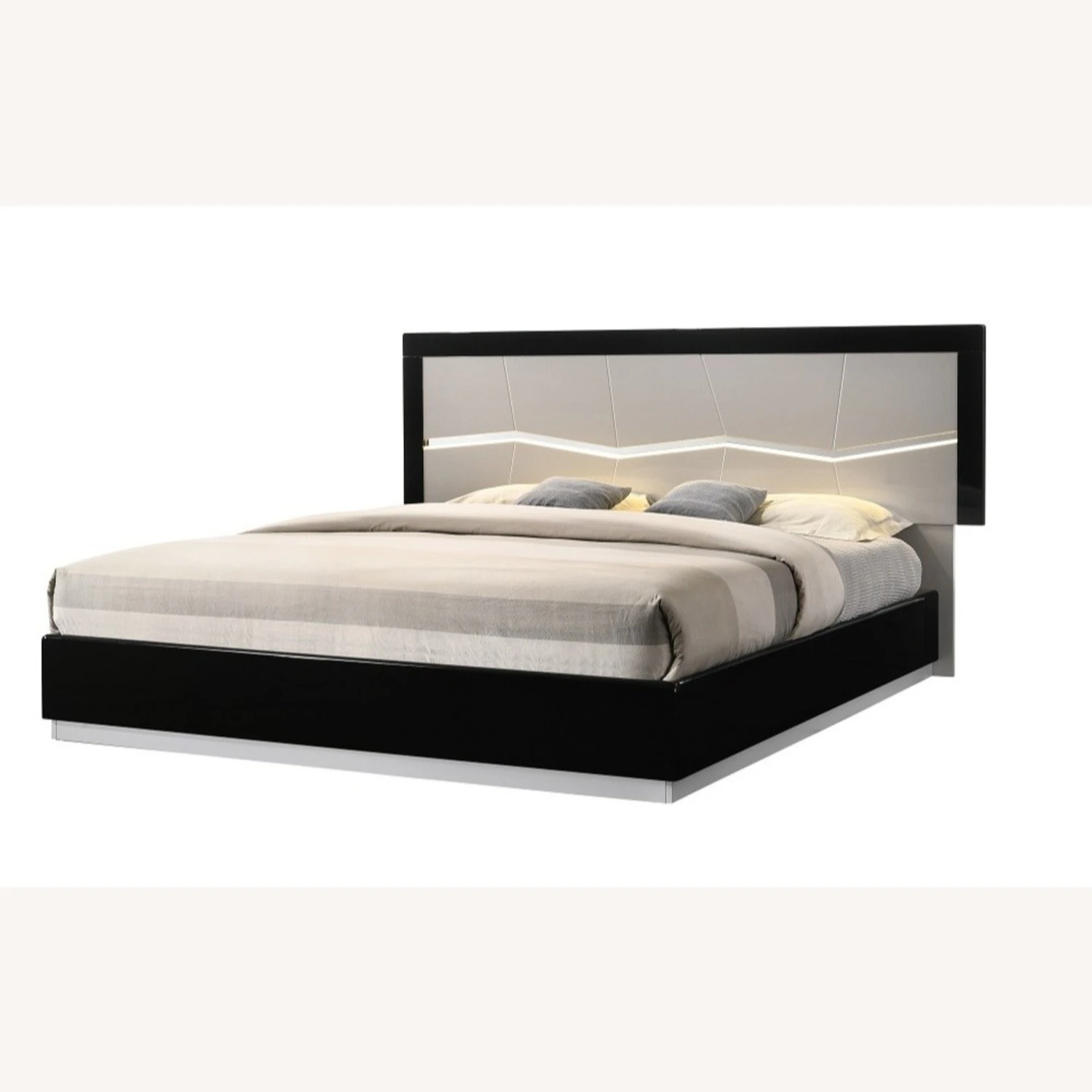 Other King Bed In Light Grey& Black Lacquer Finish - Image 4