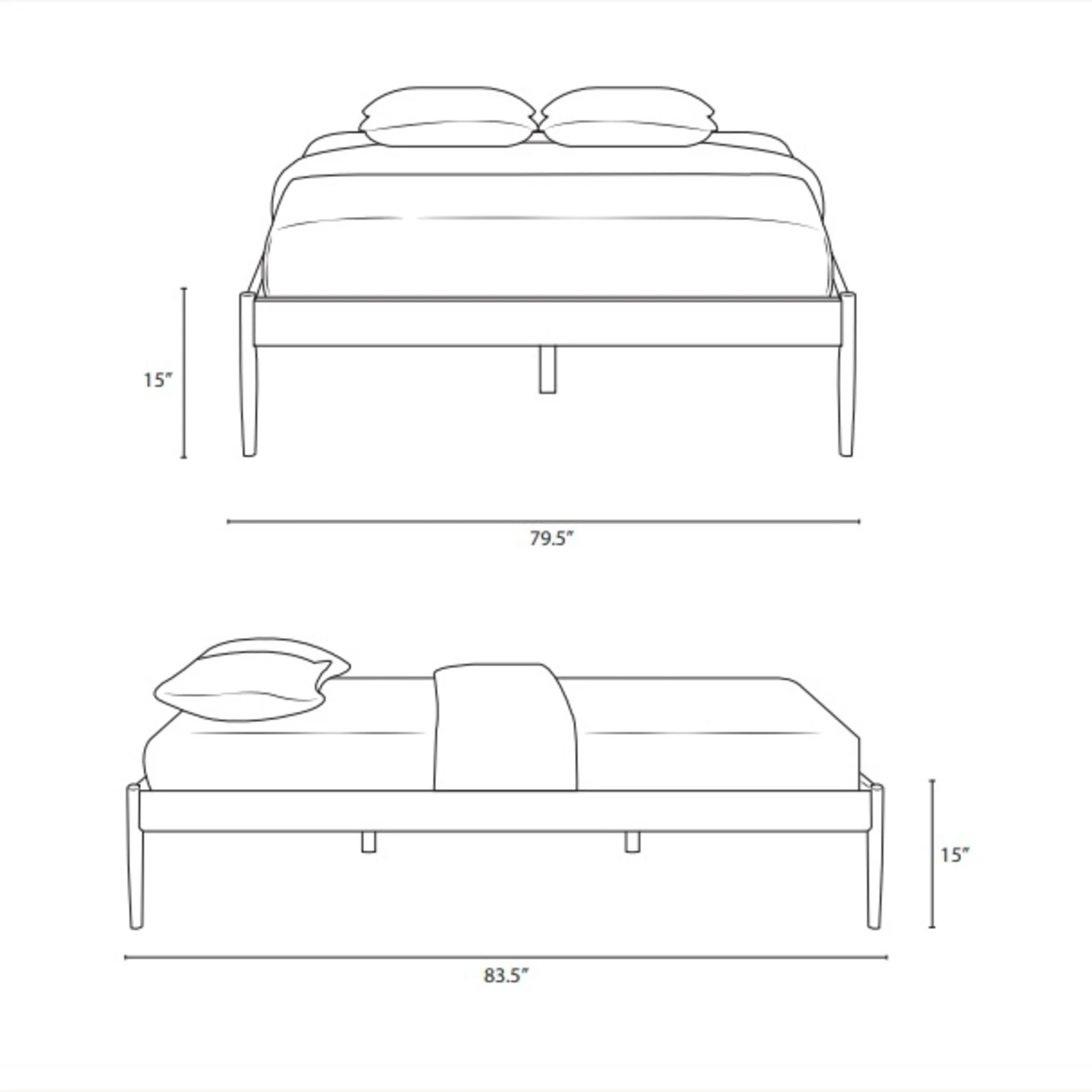 Other King Bed Frame In White Steel & Dowel Legs Finish - Image 9
