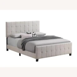 Other King Bed In Beige Fabric W/ Grid Tufted Headboard